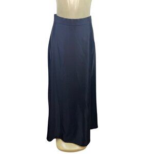 Womens Black Satin Maxi Skirt With Back Zipper & Hook Closure Sz 9-10